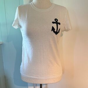 J. Crew White Tissue Tee with Navy Anchor NWOT
